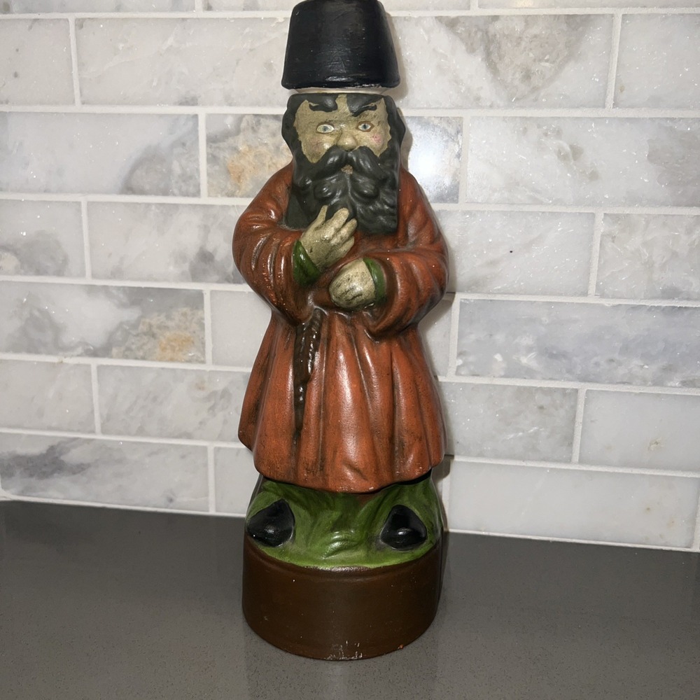1980's Vintage Alberta's Molds Hand Painted Russian Man Vodka Decanter Barware